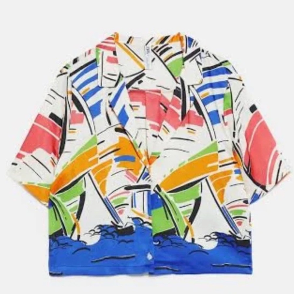 Zara Cropped Print Top shirt